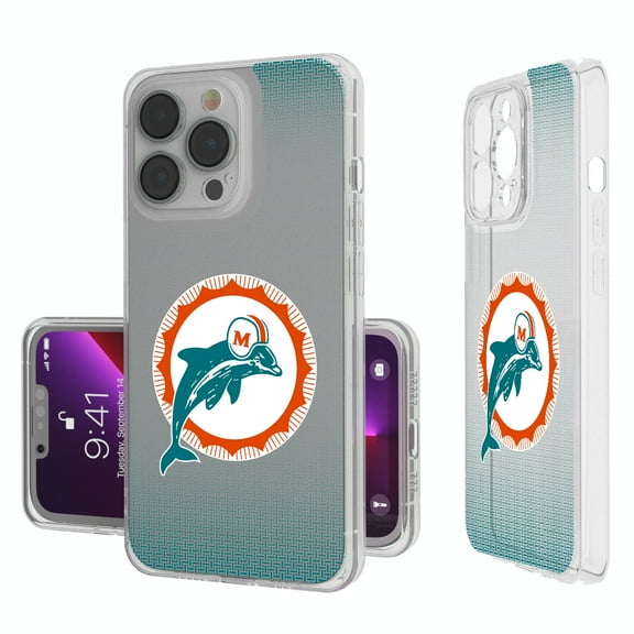 Miami Dolphins Linen Logo iPhone Clear Case