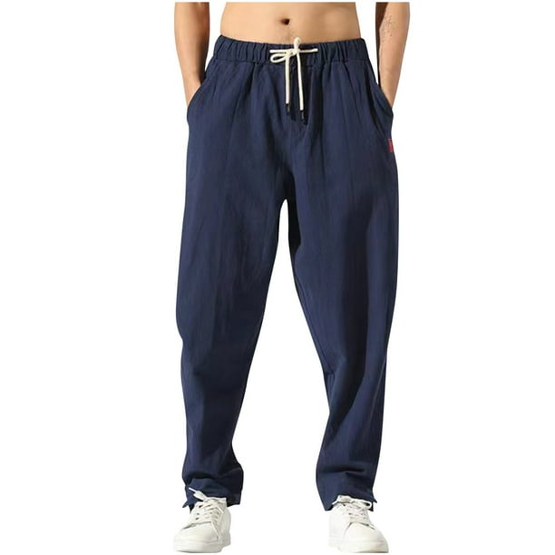 Pantalones largos para hombre, de color liso, con bolsillo y cordón, informales, juveniles, versátiles, deportivos, de gran tamaño.