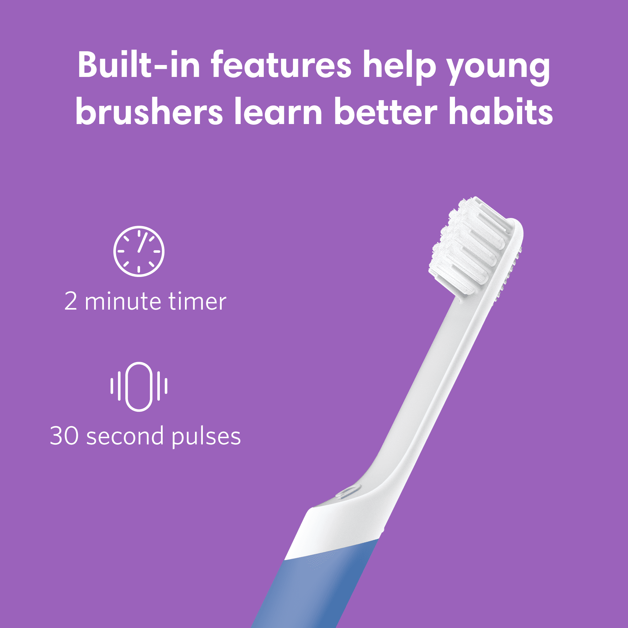 Quip Kids Electric Toothbrush with Built-In Timer, Blue Plastic