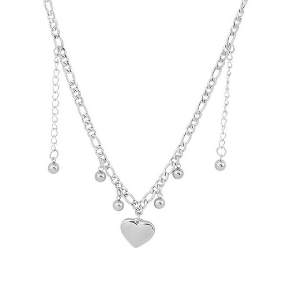 CIYISON Silver Color Tassel Heart Pendant Necklace For Women Egirls y2k Neck Jewelry