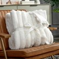 thumbnail image 2 of Cozy Bliss Faux Fur Plush Throw Blanket Soft Decorative Blanket for Couch, Sofa, and Bedroom,White,50"x60", 2 of 4