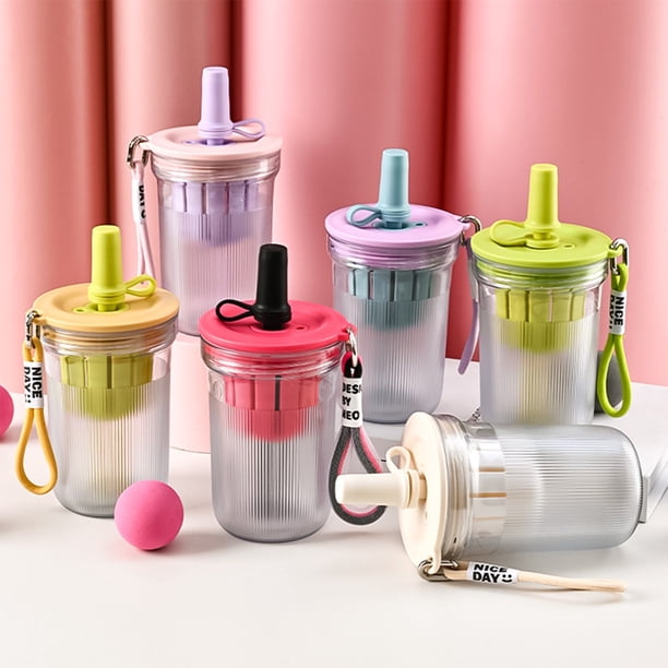 Botella de agua aislante 480ml | Taza deportiva portátil impermeable con filtro de té incorporado, mango ergonómico antideslizante, boca ancha | Plástico duradero, vaso para exteriores de viaje