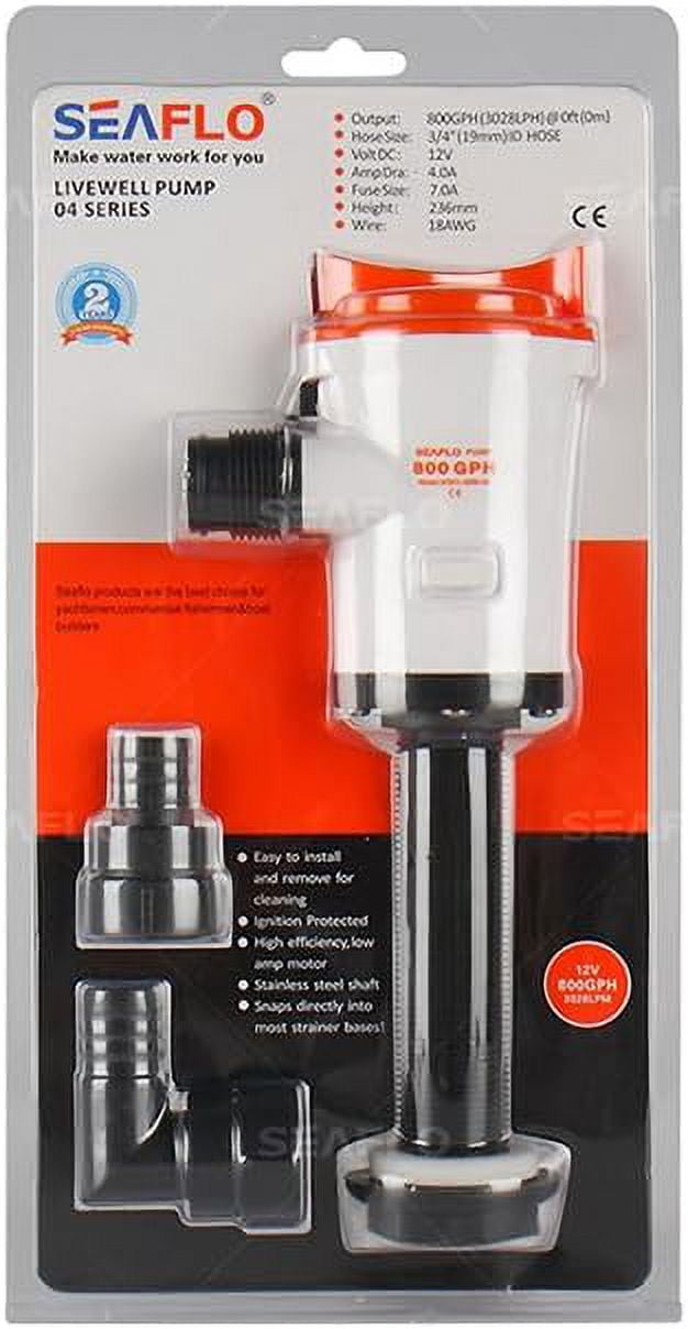 SEAFLO 12V Livewell Pump Water Transfer Pump, 800 GPH