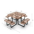 thumbnail image 4 of LifeYard 46" Steel Square Picnic Table,Expanded, Metal Outdoor Table (Brown), 4 of 5
