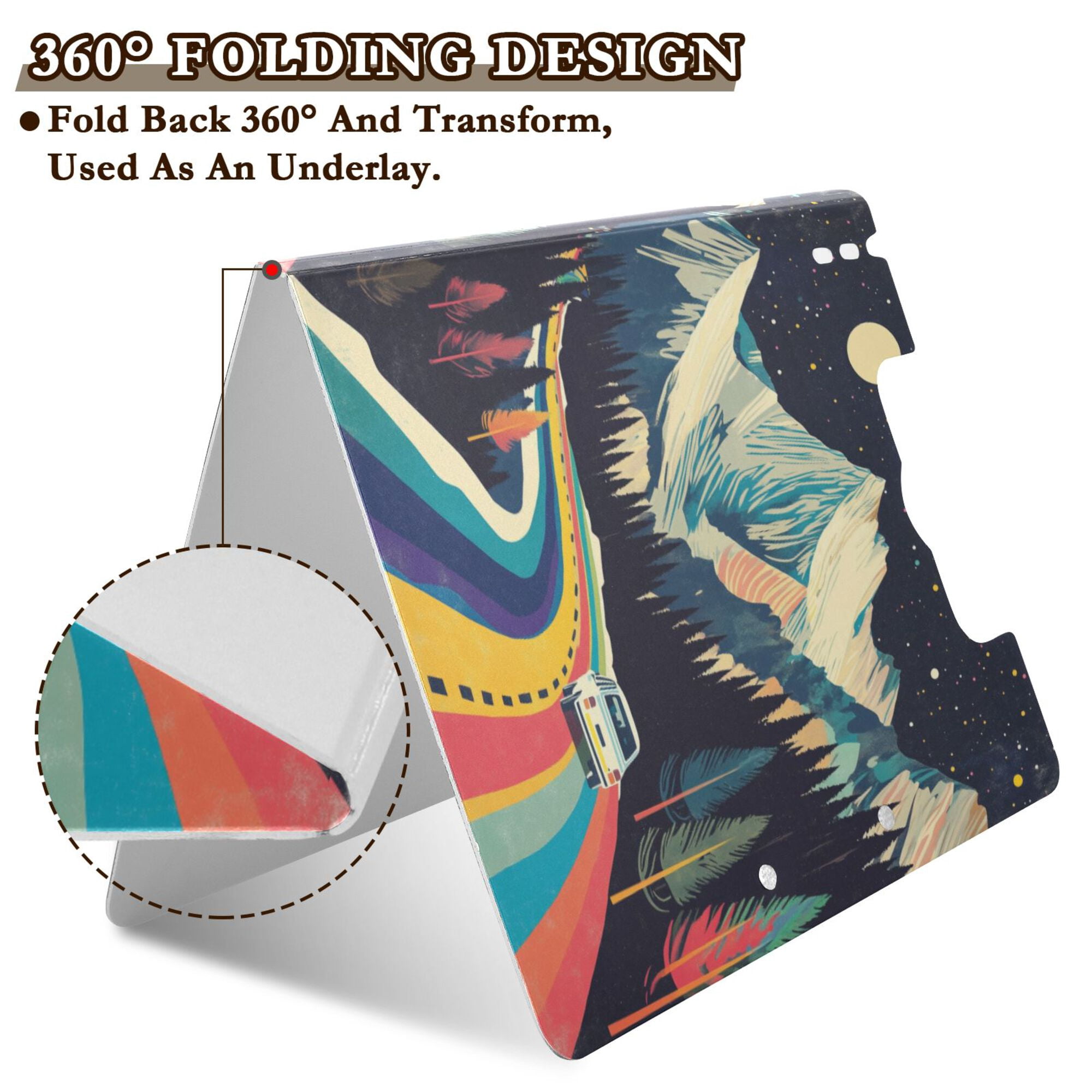 FORMRS A4 Clipboard Folder with Pen Holder Horizontal Foldable School Office Binder, Evening Mountain Road