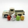 thumbnail image 3 of Easter Truck Decor with Bunny & Colorful Eggs – Metal Vintage Mini Pickup Truck Ornament, Happy Easter Decor, Cute Spring Holiday Accent for Home, Shelf, Table, Tiered Tray & Easter Displays (Beige), 3 of 12