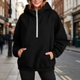 thumbnail image 2 of WWC Womens Hoodie, Quarter Zip Pullover Sweatshirt with Pockets, Loose Fit Half High Collar Casual Sweater S-XXL, 2 of 7