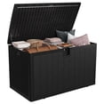 thumbnail image 1 of Coffre de Terrasse en Résine Étanche de 130 Gallons avec Couvercle Verrouillable – Banc de Rangement Extérieur Résistant aux UV – Coffre Résistant aux Intempéries pour Coussins de Patio, Outils de Jardin, Accessoires de Piscine – Noir - 1, 1 of 8