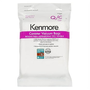 Kenmore 53292 6 Pack Type Q HEPA Vacuum Bags for Canister Vacuums ...