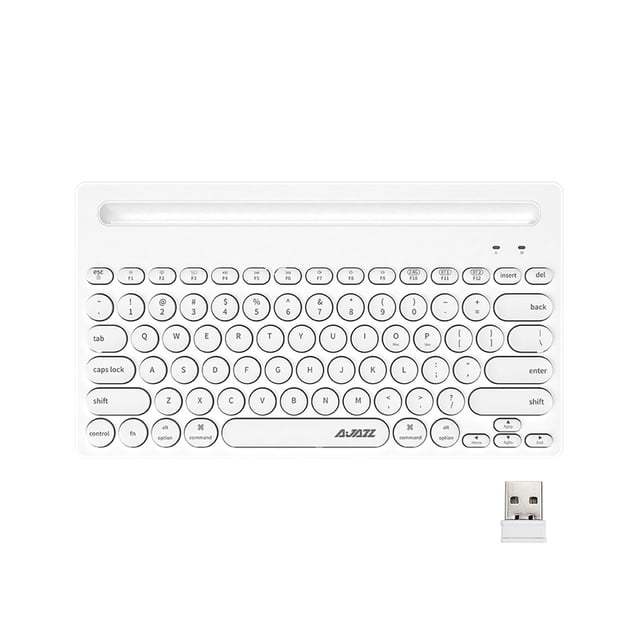 AJAZZ 320I Computer Keyboard Portable 79 Keys Wired/Bluetooth-compatible/2.4G PC Keyboard with Integrated Bracket for Office - White
