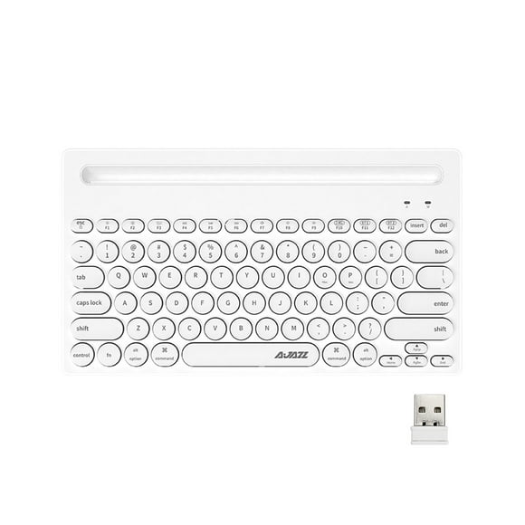 AJAZZ 320I Computer Keyboard Portable 79 Keys Wired/Bluetooth-compatible/2.4G PC Keyboard with Integrated Bracket for Office - White