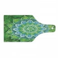 thumbnail image 1 of Mandala Cutting Board, Grand Leaf Forms of Nature and Theme Green Boho Style Floral Print, Decorative Tempered Glass Cutting and Serving Board, Wine Bottle Shape, Green Blue, by Ambesonne, 1 of 1