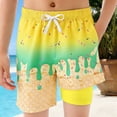 thumbnail image 1 of Kids Kids Swim Trunks With Ice Print Drawstring Elastic Waist Quick Dry Boy Clothes 9-10 Years, 1 of 4
