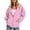 Pink, variant on Ghalytn Women Drawstring Full Zip Hooded Jacket Seam Stitch Raglan Long Sleeve Side Pocket Loose Casual Sweatshirt