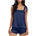 thumbnail image 2 of Maqroz Women's Satin Pajama Set Sleeveless Camisole Sleepwear Soft Silk Loungewear 2 Piece Nightwear with Shorts for Summer, 2 of 6