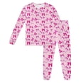 thumbnail image 1 of Pyjamas pour Enfants Printemps Col Rond Manches Longues avec Pantalon Ensemble de Pyjamas 2 Pcs Vêtements de Maison Rose 8 Ans-9 Ans, 1 of 5