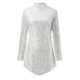 thumbnail image 4 of Ladies Sequin Backless Tassel Turtleneck Long Sleeve Skirt Dresses Evening Dresses for Women with Sleeves Short Dress Long Back Shimmery Short Dress Floor Length Formal Dress Womens High Low Dress, 4 of 8