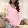 thumbnail image 2 of Towmus Women Shirts V Neck Short Ladies Long Sleeve Tee Shirts Basic Tops, 2 of 6