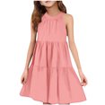 thumbnail image 1 of Tranfacy Robe d'Été pour Jeunes Filles, Robe Bohème pour Filles, Robe Mode pour Filles à Col Rond Sans Manches à Empiècements, Robe d'Été Décontractée Ludique et Confortable, 1 of 4