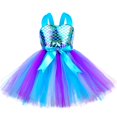 thumbnail image 3 of Vestido de princesa con tutú de sirena para niñas, elegante vestido de tul para fiesta de cumpleaños, vestido de baile, disfraz de carnaval y Halloween para niños, 3 of 5