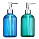 thumbnail image 1 of Dispensador de jabón - Paquete de 2 dispensadores de jabón de vidrio de 400 ml, dispensador de líquido rellenable, dispensador de frasco de mano para baño, cocina, encimera, 1 of 7