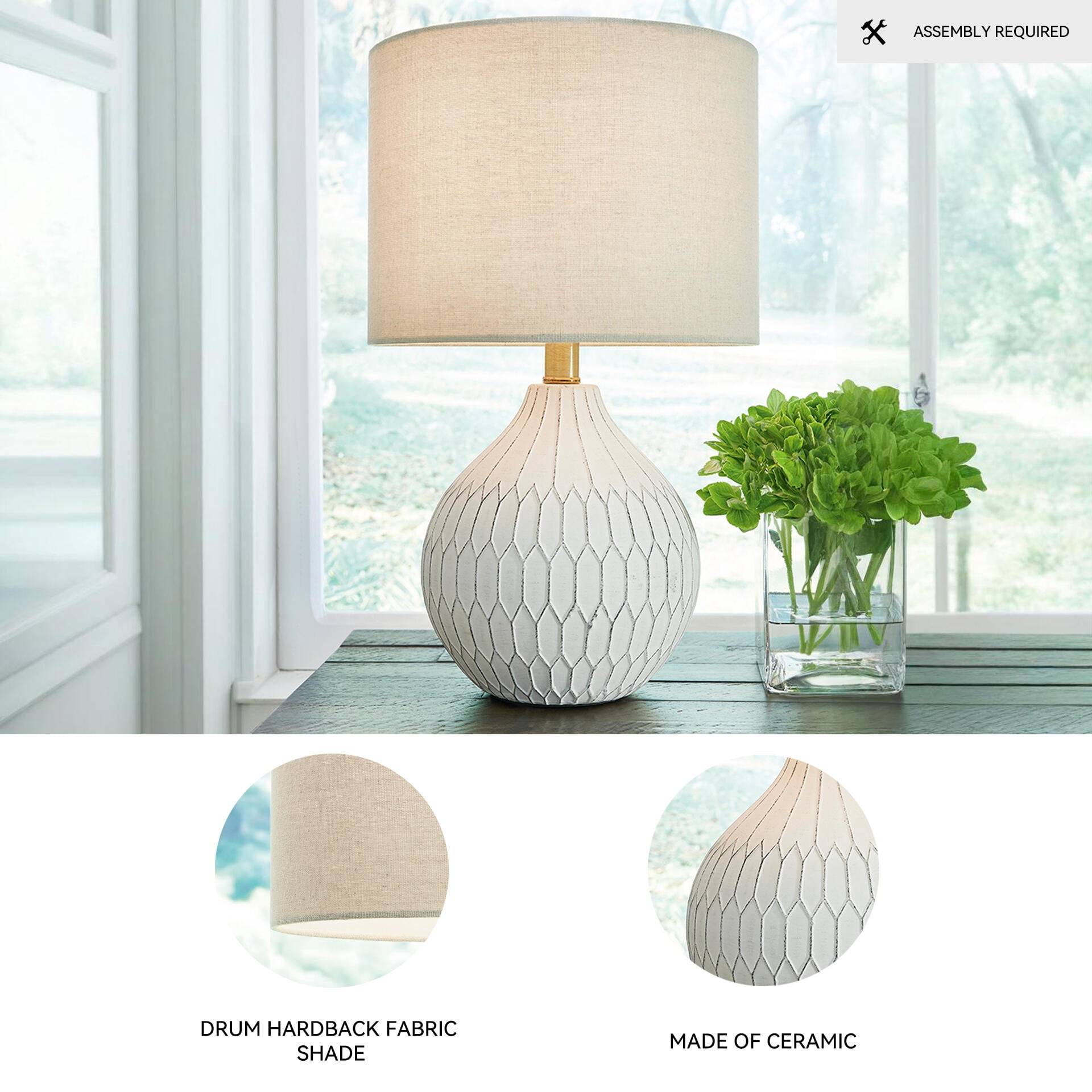 Signature Design by Ashley Contemporary Wardmont Table Lamp  White