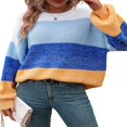 thumbnail image 4 of Pullovers à Manches Longues Col Rond pour Femmes avec Contraste de Couleur, 4 of 7