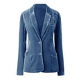 thumbnail image 2 of Tiqkatyck Womens Blazer on Sale, Women's Golden Velvet Blazer Solid Color Fashion Casual Work Business Jacket Fleece Suit Jacket, Blue Blazers for Women M, 2 of 4