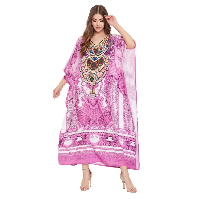 Robe Kaftan Longue Décontractée Ample à Manches Kimono pour Femmes Grande Taille, Tenue de Villégiature, Robe de Soirée, Fête, Été, Plage, Couvre-Maillot