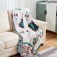 thumbnail image 3 of Boho Throw Blankets Southwest Native American Inspired Reversible Woven Blankets Cover Hippie for Couch Bed Recliner Sofa Bohemian Tapestry Colorful Furniture Cover Double Side 50"x70", 3 of 8