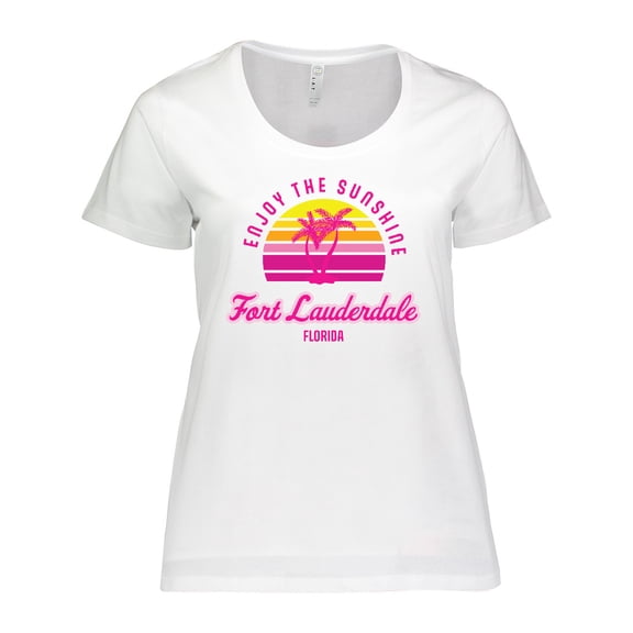 Inktastic Summer Enjoy the Sunshine Fort Lauderdale Florida in Pink Women's Plus Size T-Shirt