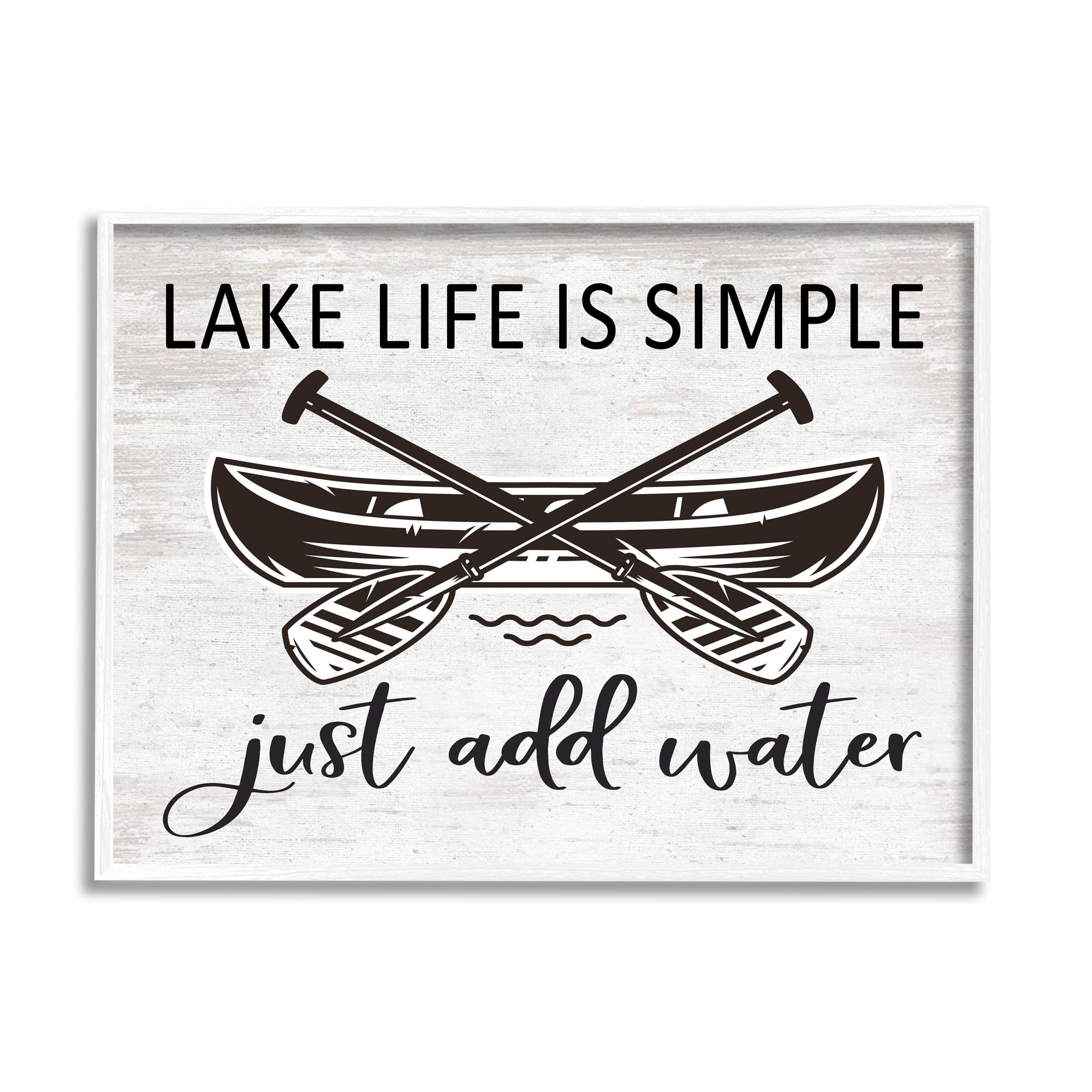 Stupell Industries Lake Life Canoe Ores Rustic Cabin Typography Graphic Art White Framed Art Print Wall Art, Design by Lettered and Lined