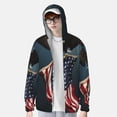 thumbnail image 2 of Fotbe American Flag Chaqueta con Protección Solar UPF 50+ para Hombre y Mujer, Camisa con Capucha y Bolsillos-Small, 2 of 7