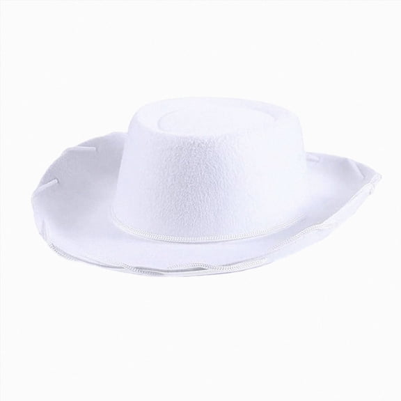Xudanell Western Cowboy Hat for Kids Boy Girl Cowboy Cowgirl Dress Up Hat with Buckle Belt (White, 4-10 Years)