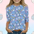 thumbnail image 2 of Girls Easter Bunny Egg Print Long Sleeve Top Spring Soft Polyester Spandex Kids Casual Tee Shirt Blouse Ages 3-13,Size 3-4T, 2 of 5
