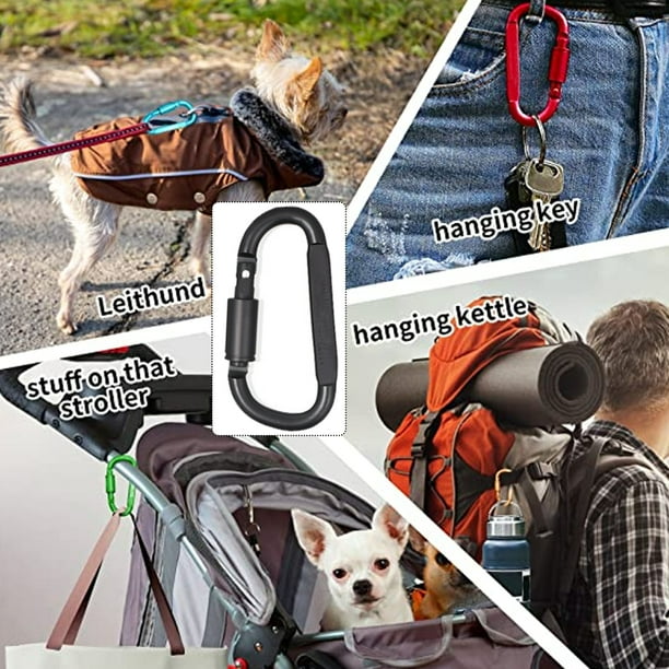 Aluminum D Ring Carabiners Clip D Shape Spring Loaded Gate Small Keychain Carabiner Clip Set Outdoor Camping Mini Lock Snap Hooks Spring Link Key Chain Durable Improved 5 PCS black Walmart Business