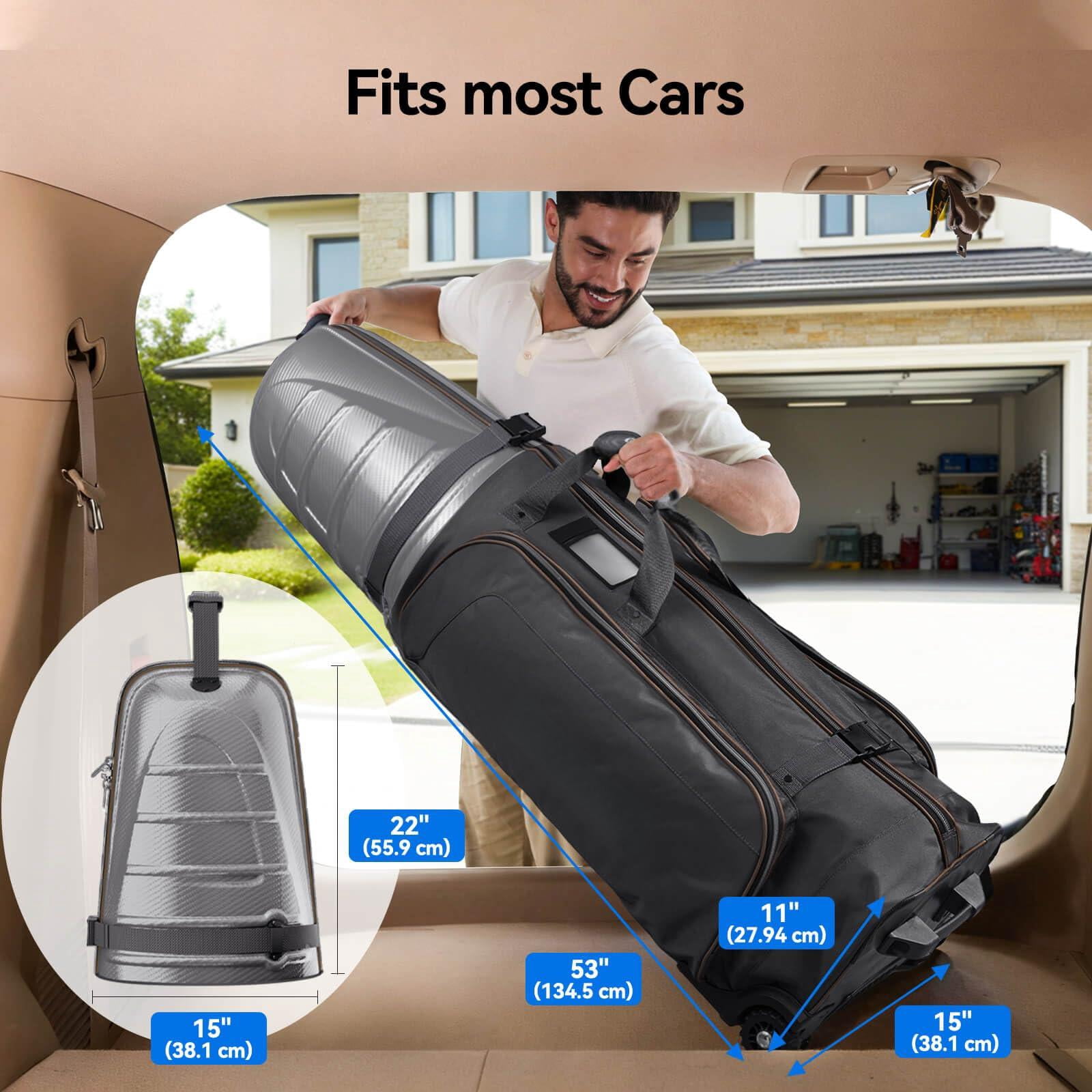 Golf Travel Bag For Airlines With Carbon Fiber Hard Top  Protective Club Traveling Cover Wheel Carrier Case Airplanes Thick Padding Durable Zippers And 2 Sided Spacious Pockets
