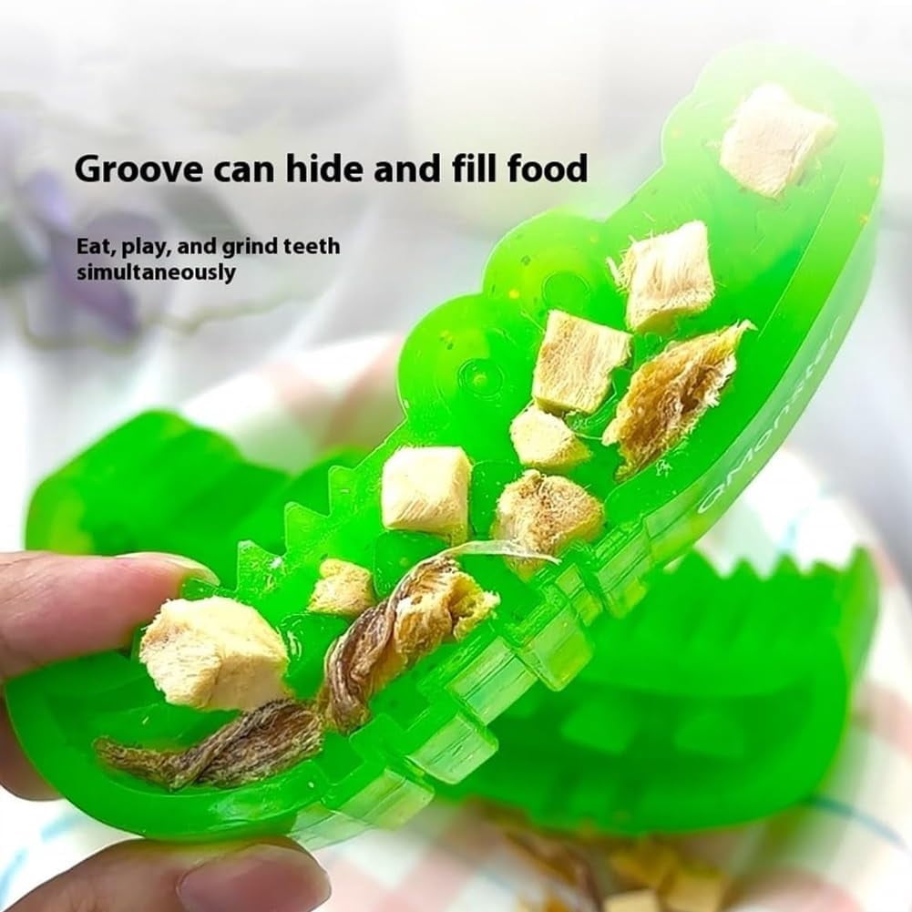 Slow Feed Chew and Fetch Crocodile Dog Toy, Interactive Slow Feeder Puzzle for Snack Stash, Play & Teeth Cleaning, for Large, Medium & Small Dogs