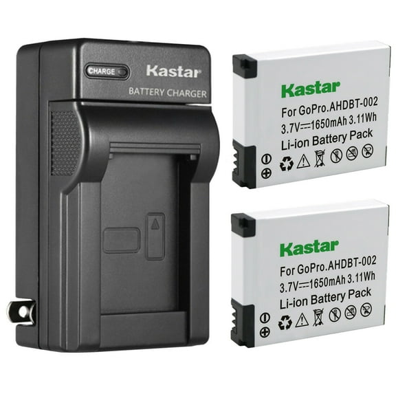Kastar 2-Pack Battery and AC Wall Charger Replacement for Gopro2, Gopro HERO2, Gopro Hero 2, GoPro AHDBT-001, GoPro AHDBT-002 Battery, Gopro HD HERO2 Outdoor Edition, Gopro HD HERO2 Motorsport Edition