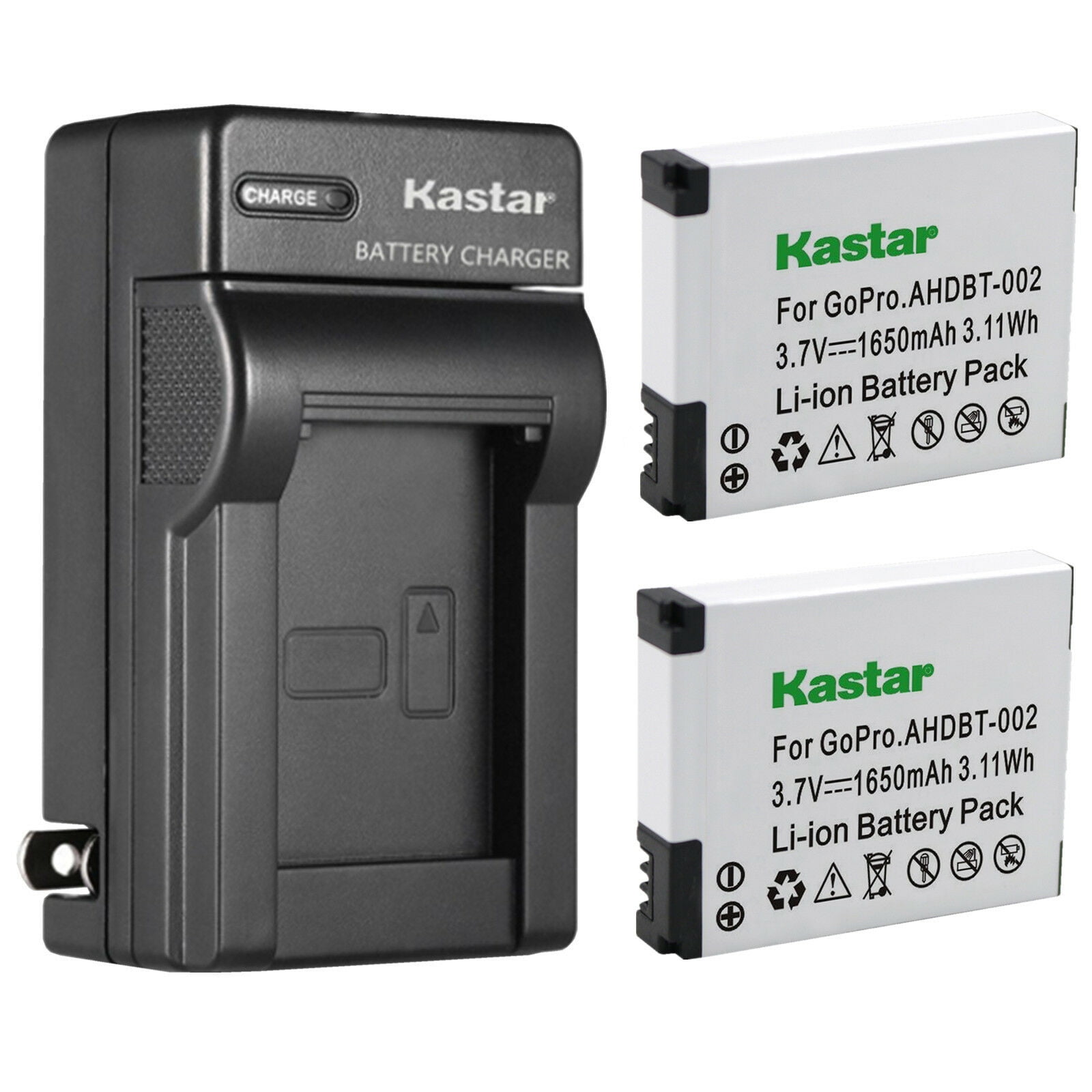 Kastar 2-Pack Battery and AC Wall Charger Replacement for Gopro HD HERO2 Surf Edition GoPro HD HERO2 GoPro HD HERO 2 GoPro Original HD HERO (2010 Model) Gopro HD Helmet HERO Sport Action Camera