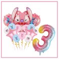 thumbnail image 3 of Decoraciones para fiesta de cumpleaños de Disney Stitch, globos 3D de Lilo y Stitch, vasos de papel rosados, platos, servilletas, suministros, pancartas, vajilla para niños, 3 of 5