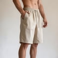 thumbnail image 6 of Men's Baggy Sweat Shorts Lightweight Cotton Under Knee Casual Drawstring Lounge Workout Gym Shorts Big and Tall Size S-3XL Khaki, 6 of 7