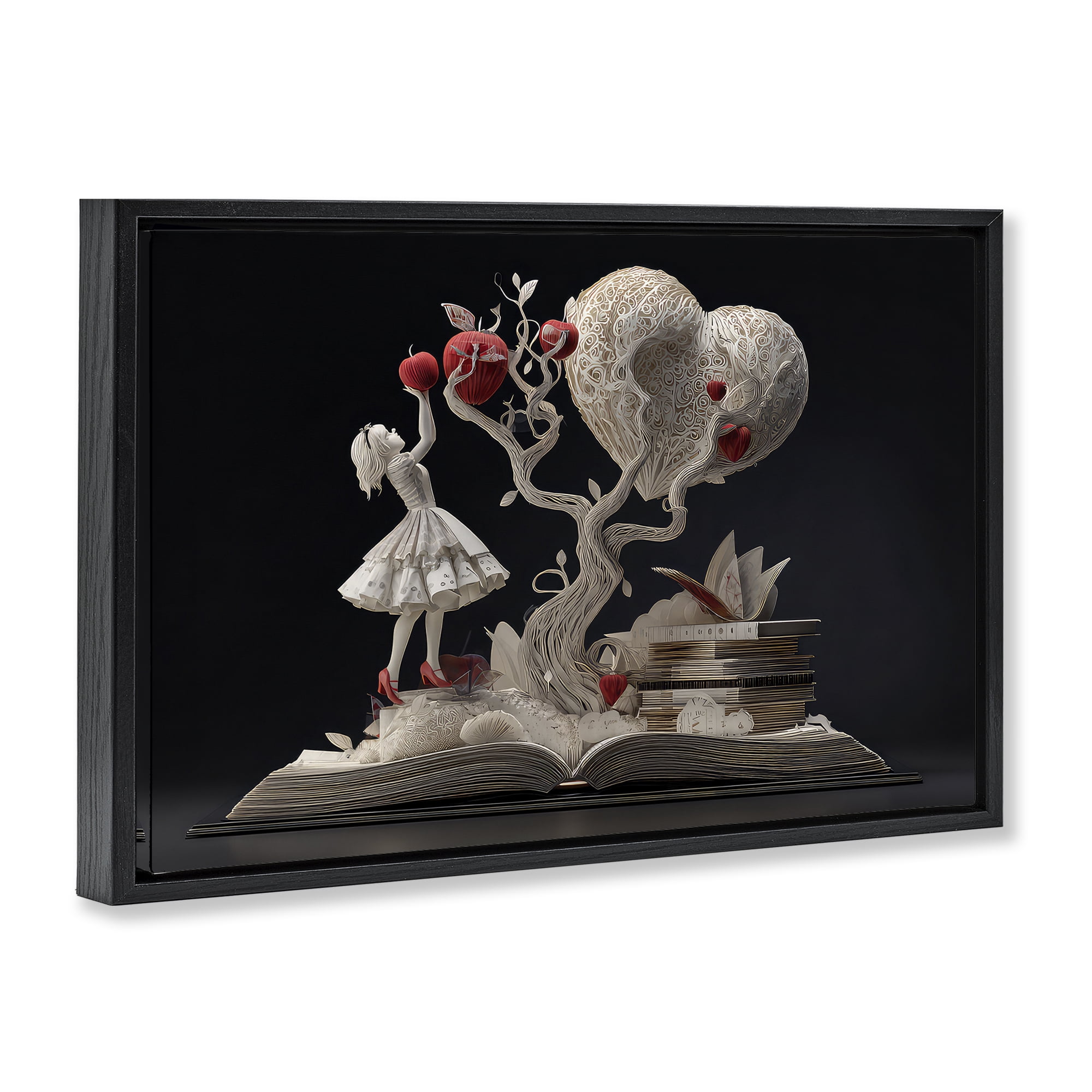 Stupell Industries Paper Sculpture Style Fairytale Black Framed Floater Canvas Wall Art, design by The Wands Want