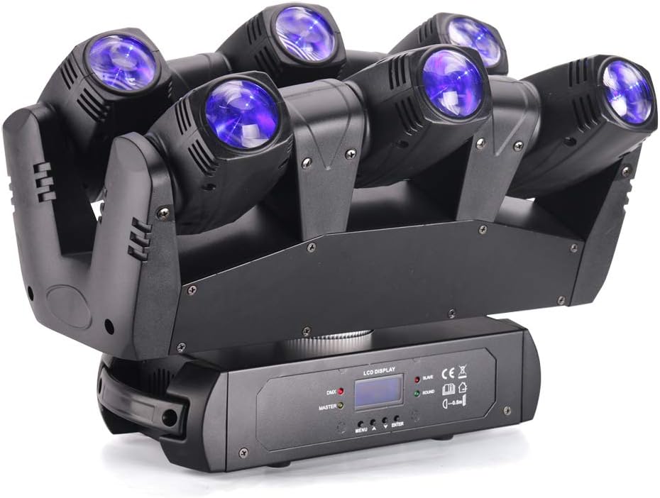 DJ Disco Stage Party Lights, 6x10W RGBW LED Stage Light, RGBW DMX Automated Pan & Tilt DJ Stage Lighting for Christmas Halloween Decorations Gift Birthday Wedding Karaoke KTV Bar