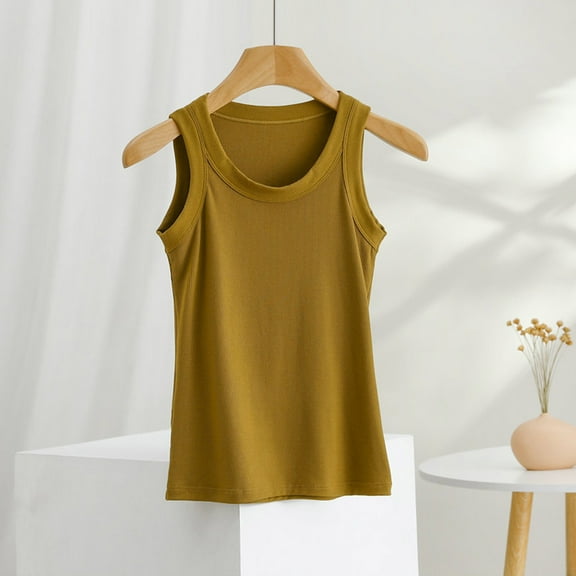 lmcalzta Tank Tops for Women Summer Round Neck Sleeveless Tank Tops Undershirt Basic Cotton Soft Comfy Tee Shirt Sleeveless Tops