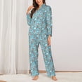 thumbnail image 2 of Salouo Funny Cartoon Animals Pattern Women's Pajamas Set Long Sleeve Button Down Sleepwear Soft Pj Lounge Sets for women 2 Piece Pjs Set with Long Pants-X-Large, 2 of 7