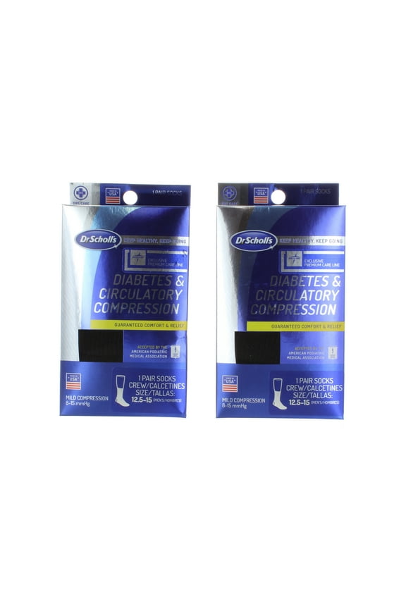 Men's Black Diabetes Circulatory Compression Socks 12.5-15, One Pair