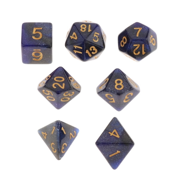 7 Unids/set de Dados Numéricos Sunnimix para DND RPG Azul y negro