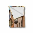 thumbnail image 2 of City Soft Flannel Fleece Blanket, Town of Alba Piedmont Northern Italy Narrow Stone Paved Street Among Colorful Houses, Cozy Plush for Indoor and Outdoor Use, 50" x 70", Multicolor, by Ambesonne, 2 of 6