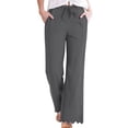 thumbnail image 2 of RQYYD Women's Summer Wide Leg Pants Drawstring Waist Textured Trousers with Scalloped Hem for Women, 2 of 6